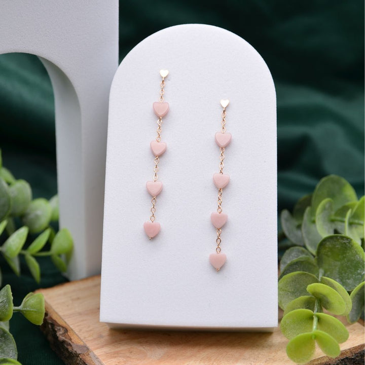 Fluttering Hearts | Pink Opal & Rose Gold Earrings