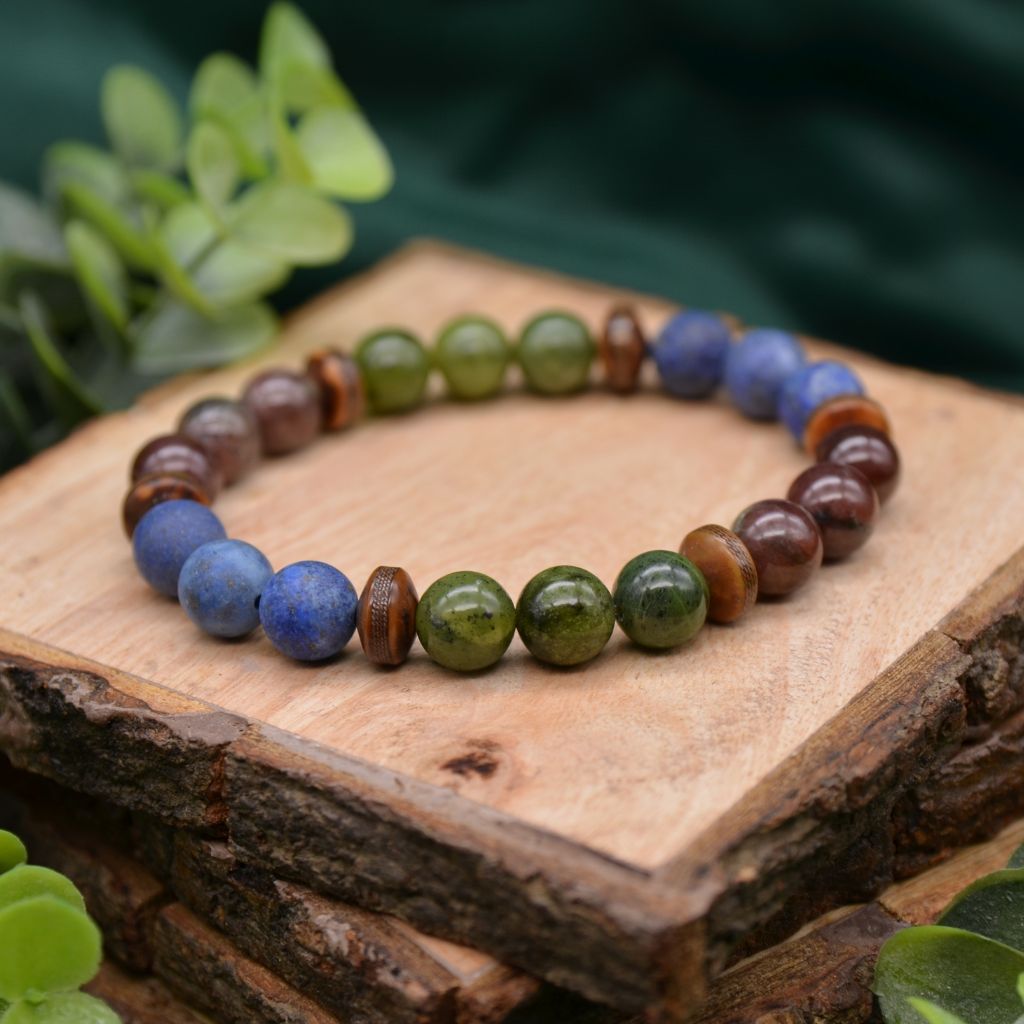 Vibrant Longevity | Lapis and Jade Bracelet