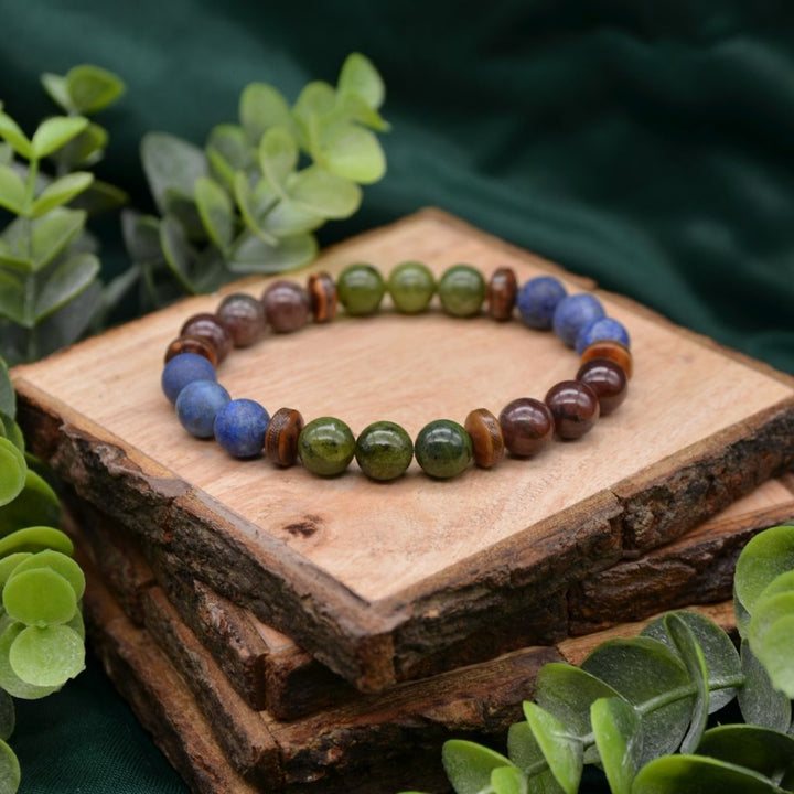 Vibrant Longevity | Lapis and Jade Bracelet