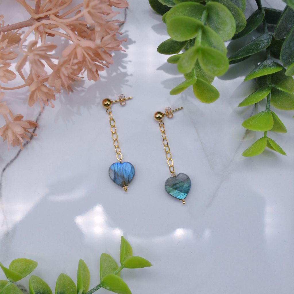 Heartfelt | Labradorite Heart Earrings