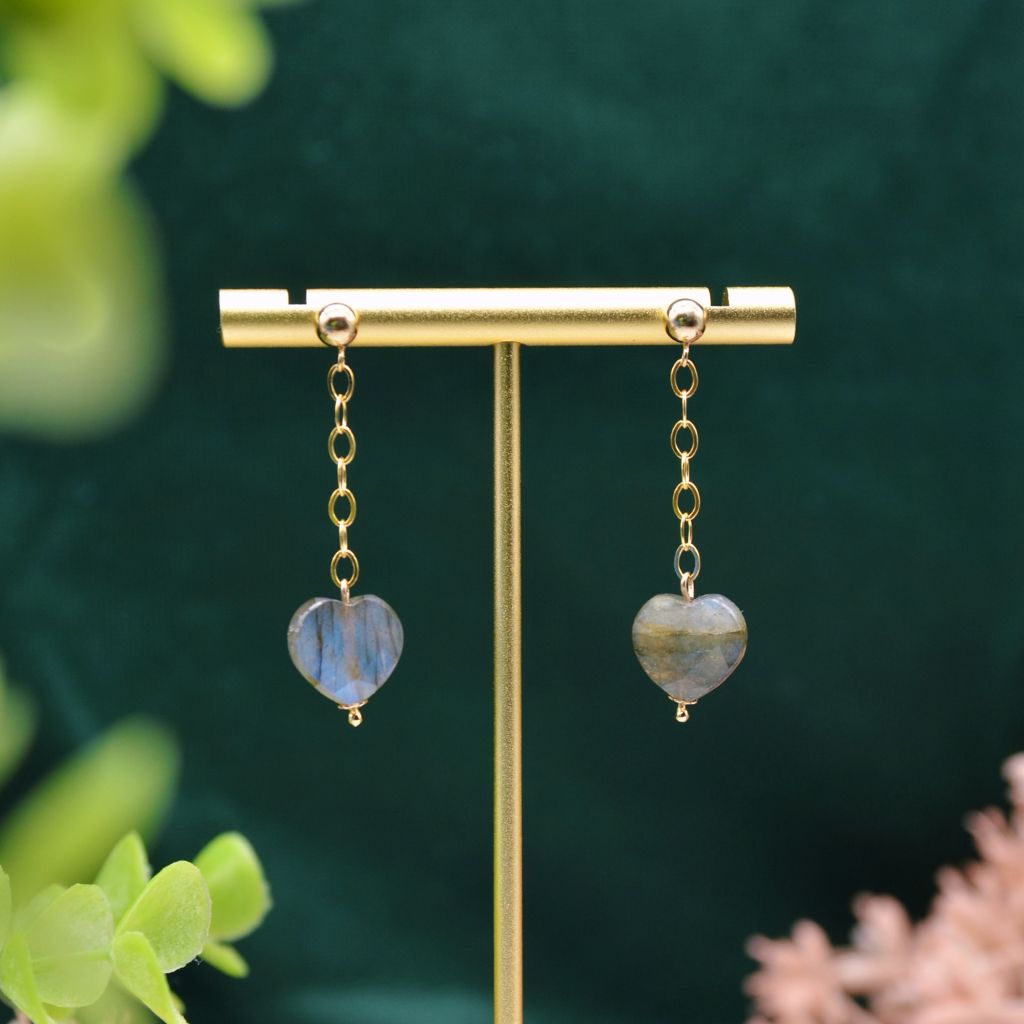 Heartfelt | Labradorite Heart Earrings