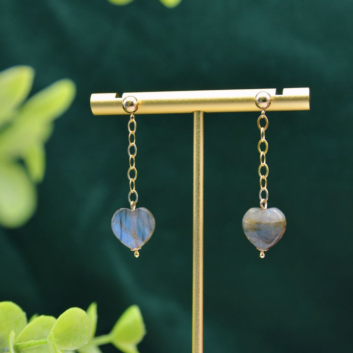 Heartfelt | Labradorite Heart Earrings