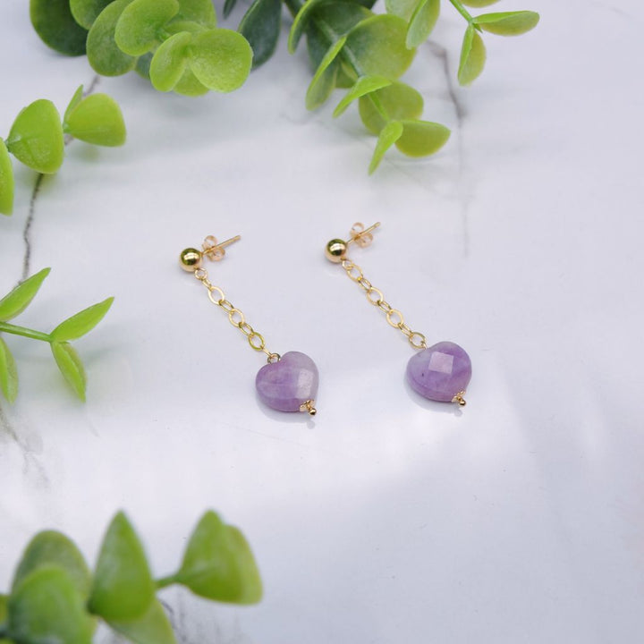 Heartfelt | Lepidolite Heart Earrings