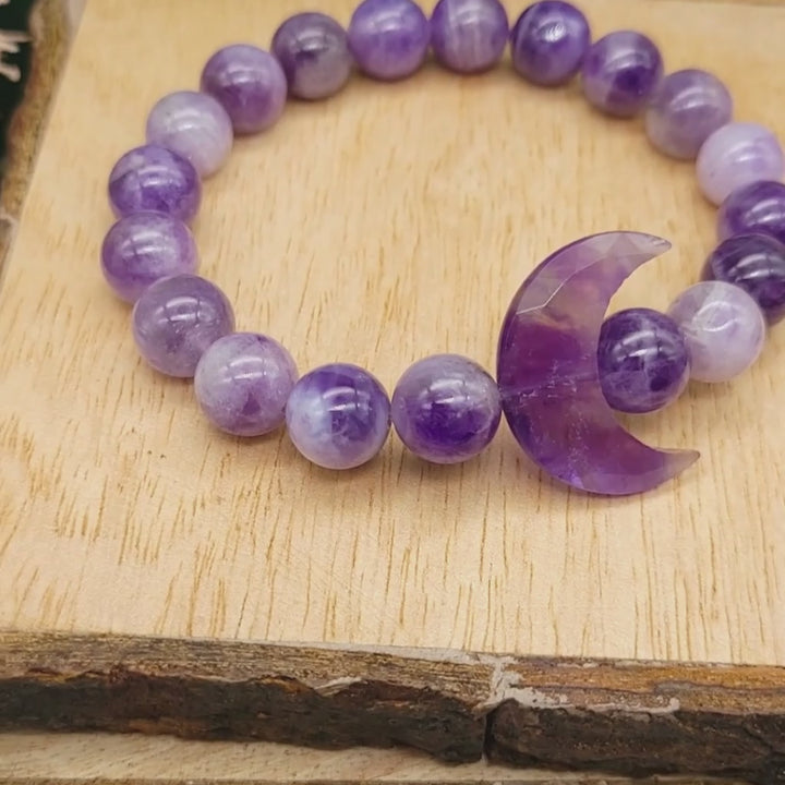 Midnight Reverie | Amethyst Crystal Moon Bracelet