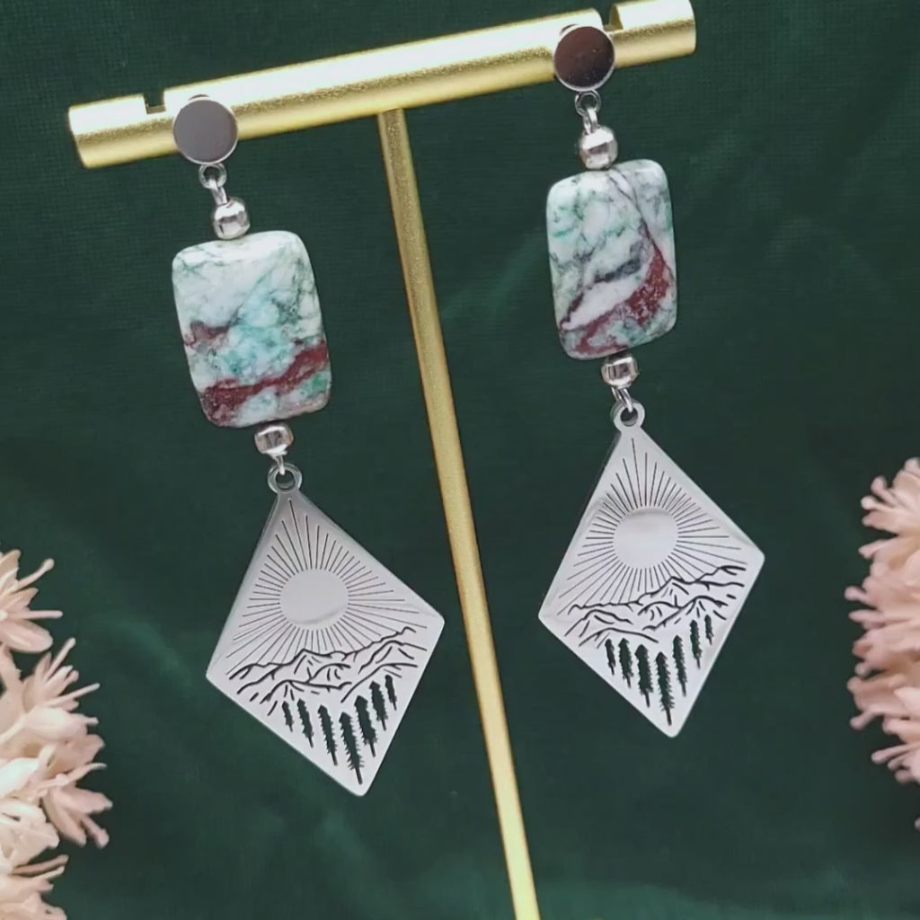 Quiet Mornings | Chrysocolla Mountainscape Earrings