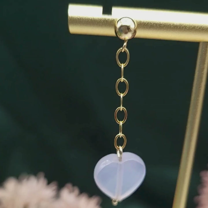 Heartfelt | Chalcedony Heart Earrings