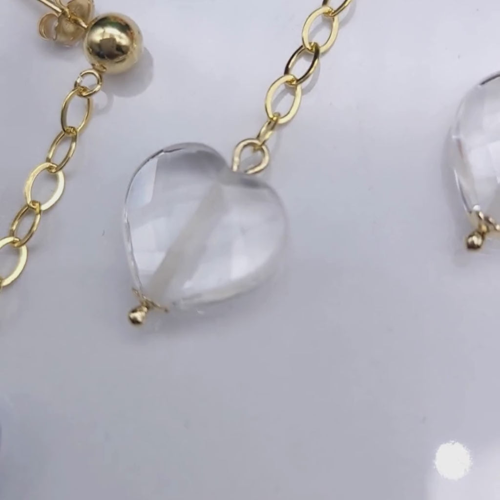 Heartfelt | Clear Quartz Heart Earrings