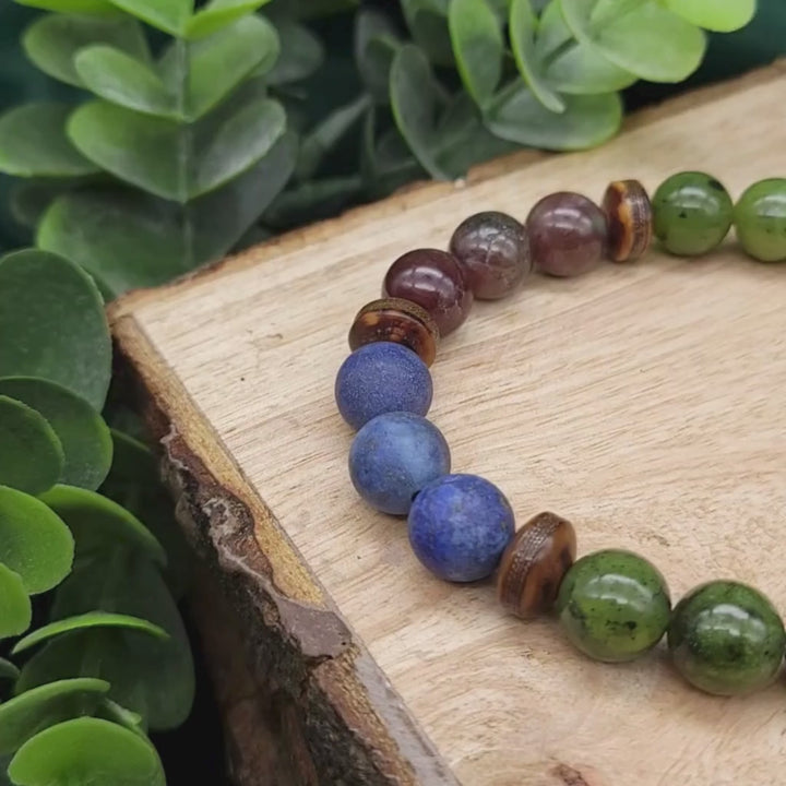 Vibrant Longevity | Lapis and Jade Bracelet