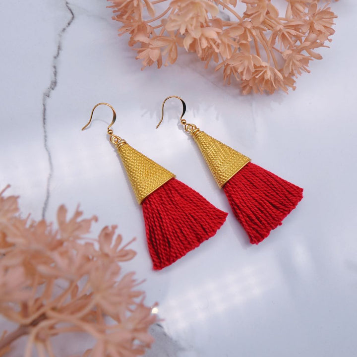 Love Connection | Cherry Red Tassel Earrings