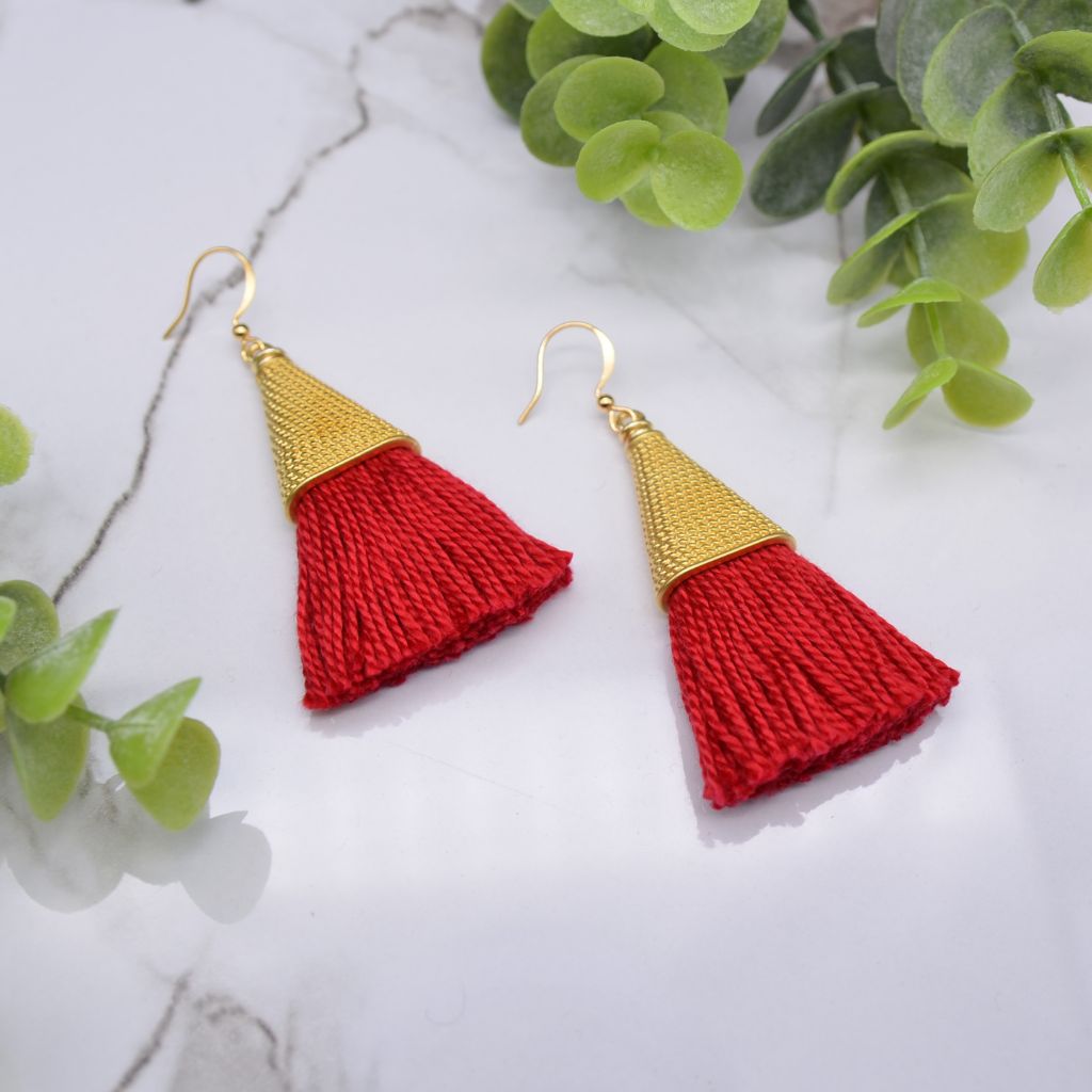 Love Connection | Cherry Red Tassel Earrings