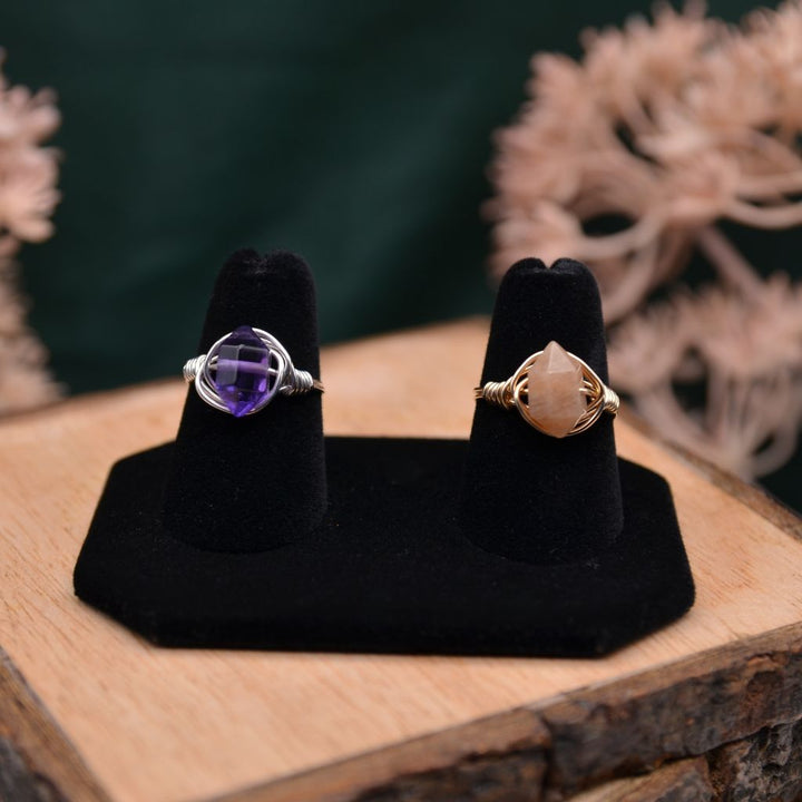 Double Point Crystal Wire Wrapped Rings in Sterling Silver