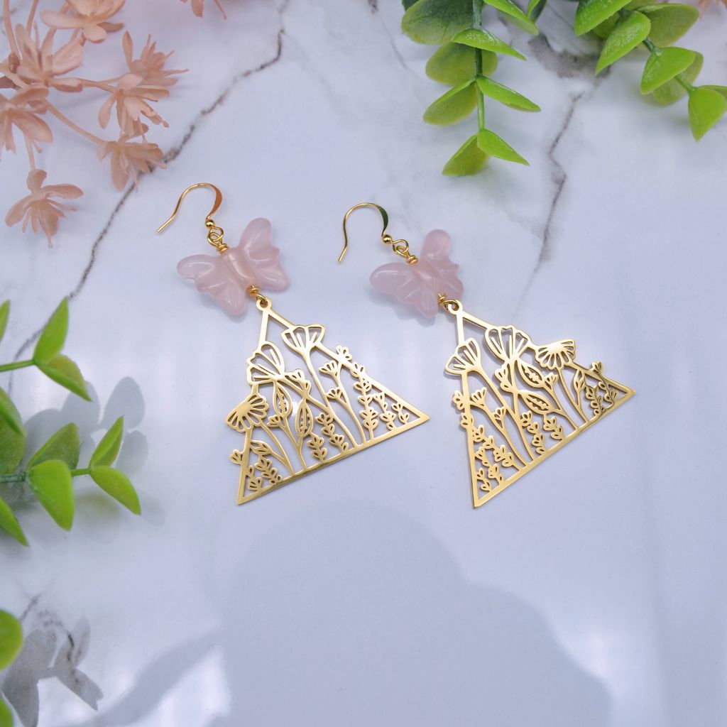 Wildflower Rendezvous | Rose Quartz Earrings