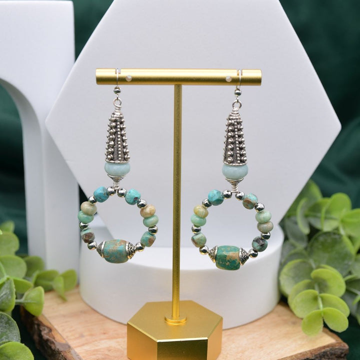 Full Circle | Turquoise and Amazonite Earrings