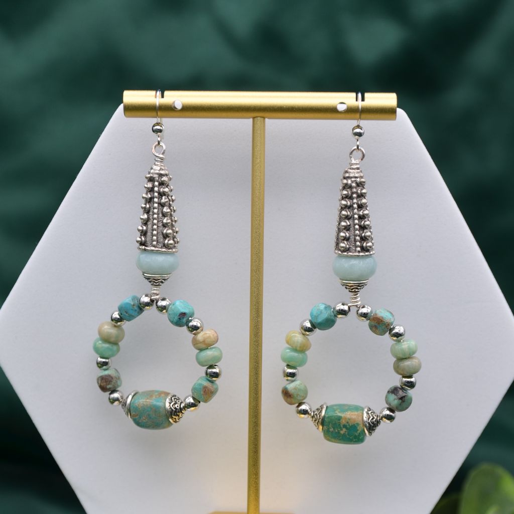 Full Circle | Turquoise and Amazonite Earrings