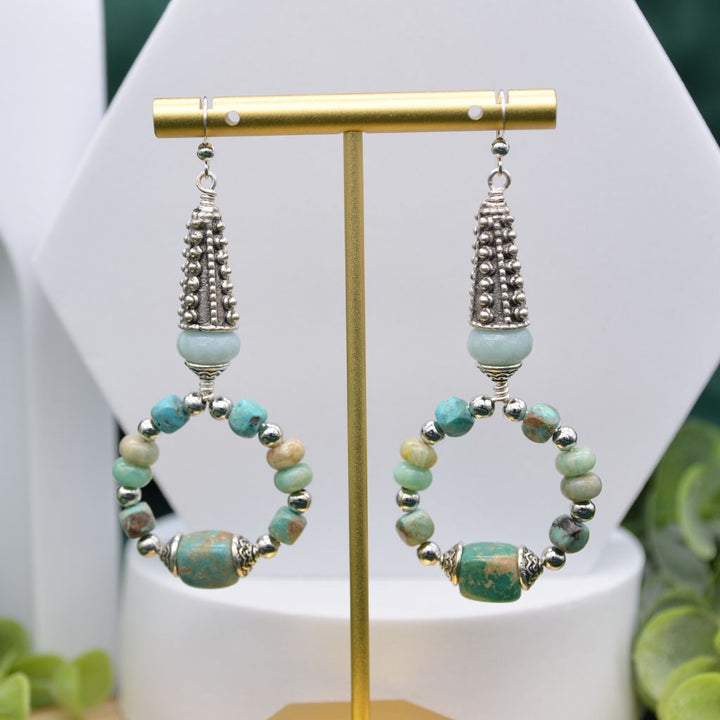 Full Circle | Turquoise and Amazonite Earrings