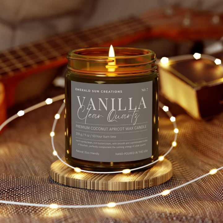 Vanilla Clear Quartz - Coconut Apricot Wax Candle