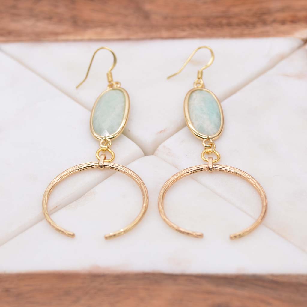 Amazonite & Crescent Earrings
