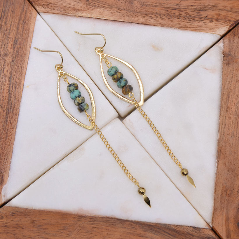 African Turquoise Pendulum Earrings