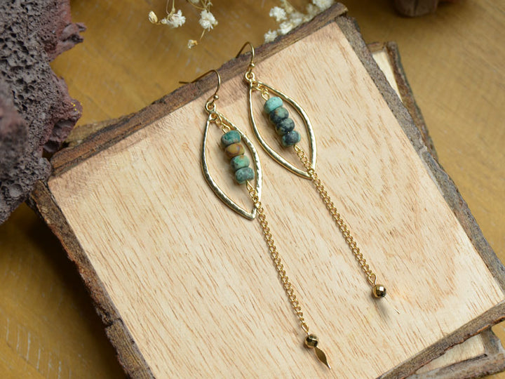 African Turquoise Pendulum Earrings