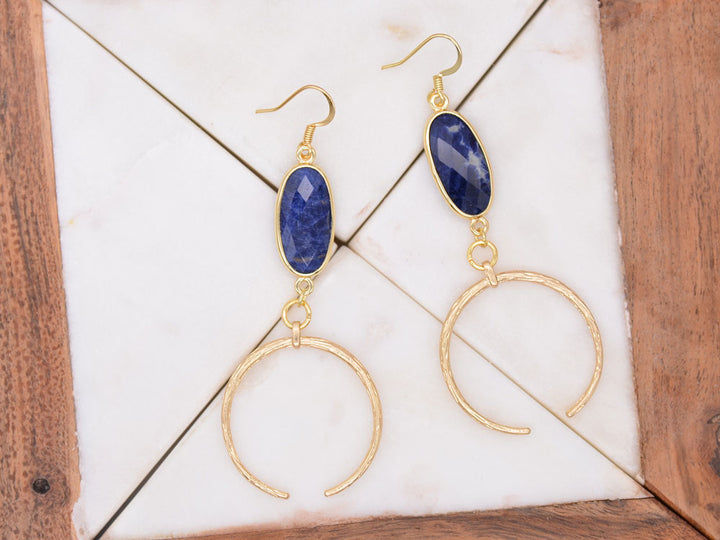 Sodalite & Crescent Earrings